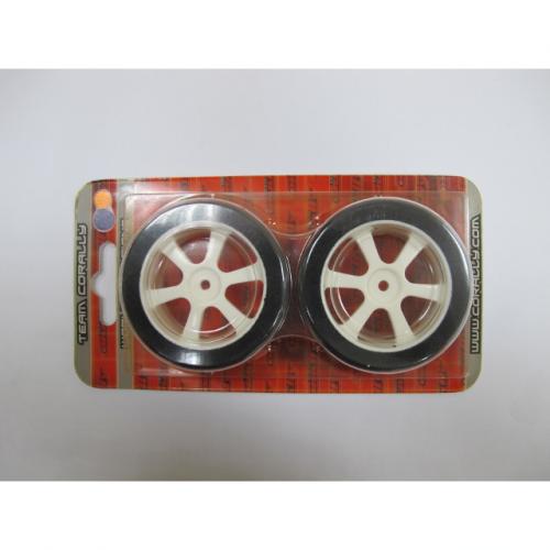 Touring Tires on White 6-Spoke Wheels (30 mm) – Plaid (1 pair)